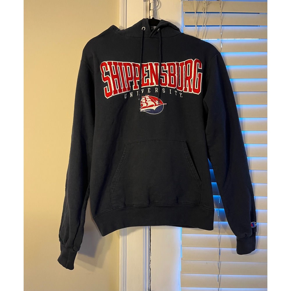 VTG Y2K Shippensburg University Hoodie Sweatshirt Navy Blue Pullover Unisex S